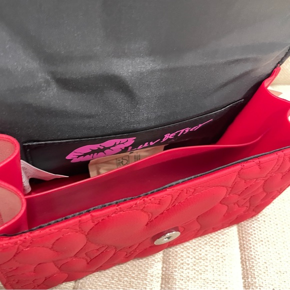 Betsey Johnson Red Crossbody Bag nwot 8 X5 size. Pretty red purse with chain. - Picture 6 of 11